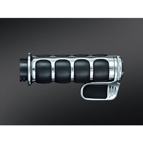 Kuryakyn 6342 Premium ISO Handlebar Grips with Contoured Throttle Boss for Dual Cable Throttle Control: 1982-2019 Harley-Davidson Motorcycles, Chrome, 1 Pair - Image 2