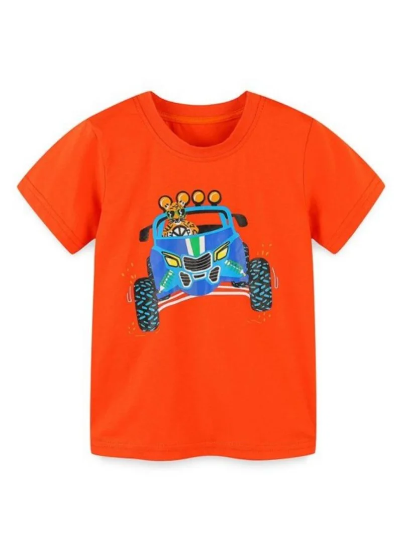 YUNIQEE Orange Solid Printed Round Neck Cotton T-shirt