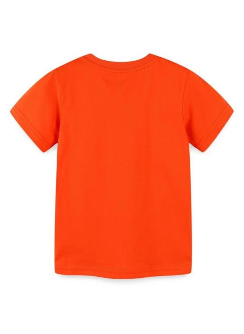 YUNIQEE Orange Solid Printed Round Neck Cotton T-shirt