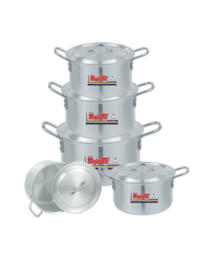 ماجيستك ماجستيك تشطيب معدني HOM Chef طقم 5 قطع 4x8 مقاس 26 سم 28 سم 30 سم 33 سم 35 سم مع أغطية فولاذية ومقابض متينة  - Image 2