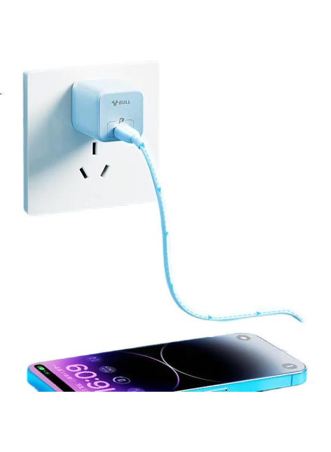 Bull Ctoc/Male-To Fast Charging Data Cable, 3A High Current/C-C/1M, Compatible With Apple 15 Series Fast Charging/Huawei/Xiaomi/Tablets/Laptops, Distant Mountain Blue - Image 3