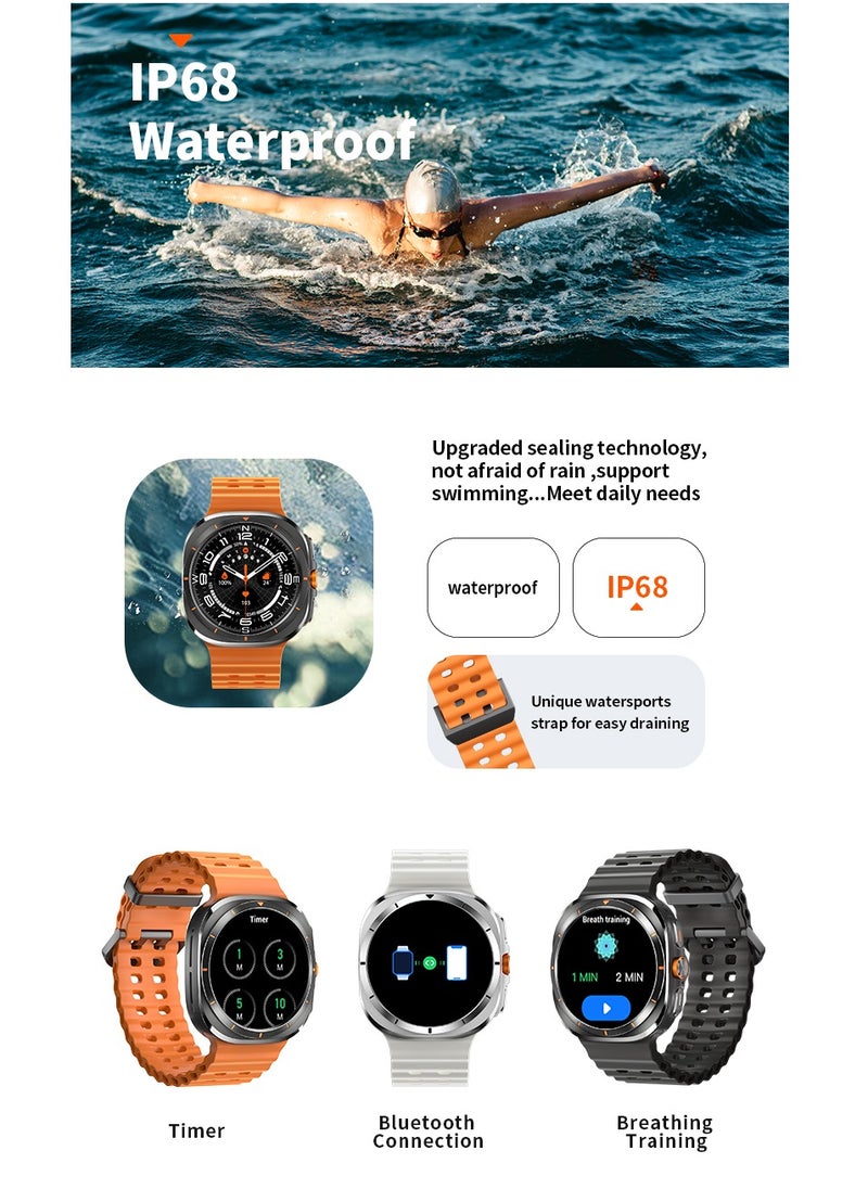 Generic - For Samsung Galaxy Watch 7 Ultra GPS NFC Compass Smart Watch Outdoor Sport Man AMOLED 466*466 Galaxy Watch 6 Upgraded Smartwatch(Black) - Image 1