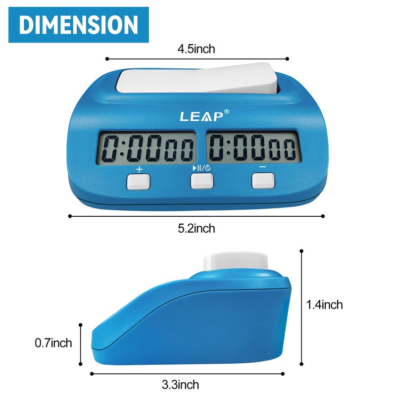 LEAP Digital Chess Clock Timer with Bonus and Delayed Time Features Chess Timer for Chess Game I-GO and Chinese Chess (Blue) - Image 3