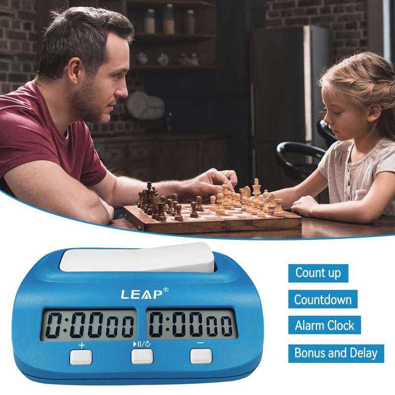 LEAP Digital Chess Clock Timer with Bonus and Delayed Time Features Chess Timer for Chess Game I-GO and Chinese Chess (Blue) - Image 4