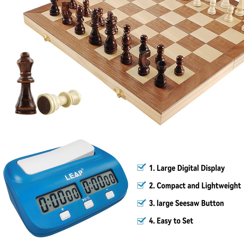 LEAP Digital Chess Clock Timer with Bonus and Delayed Time Features Chess Timer for Chess Game I-GO and Chinese Chess (Blue) - Image 5