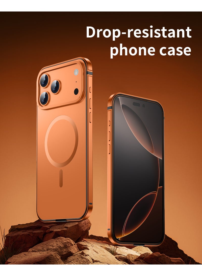 جراب هاتف iPhone 17 Pro، غطاء هاتف ذكي مقاوم لبصمات الأصابع بلمسة نهائية غير لامعة، غطاء خلفي خفيف الوزن مقاوم للسقوط، جراب حماية سهل التنظيف لهاتف iPhone 17 Pro، (قطعة واحدة، برتقالي) - Image 4