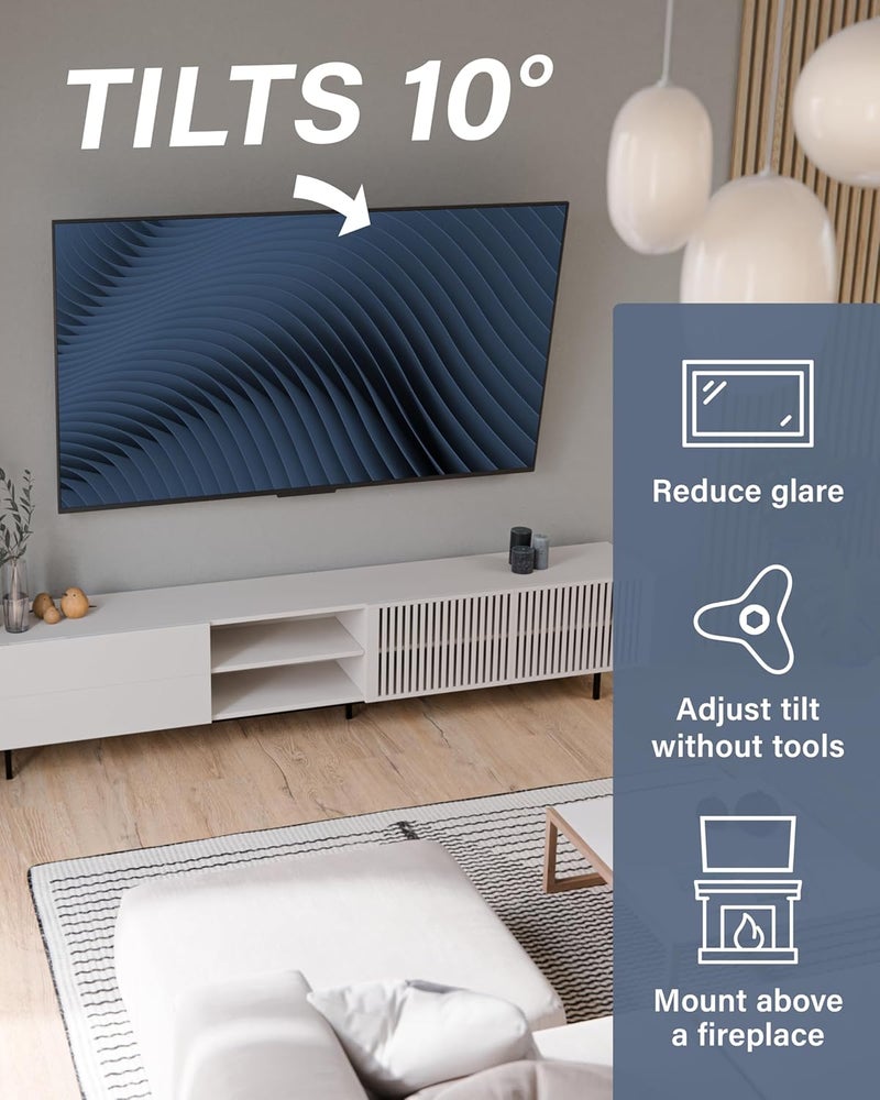Sanus حامل تلفاز جداري مائل منخفض عالمي للشاشات من 37" إلى 80" LED وLCD وPlasma، يقضي على الوهج مع 10º من الميل وتعديلات ما بعد التركيب - تركيب ثلاثي الخطوات - معتمد للسلامة - MLT14-B1 - Image 3