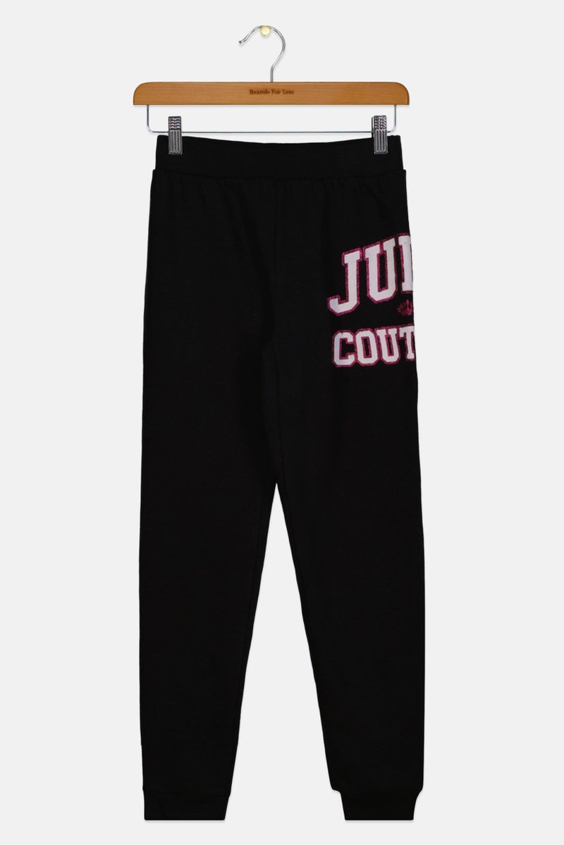 Juicy Couture Kids Girl Regular Fit Graphic Print Jogger Pants, Black - Image 1