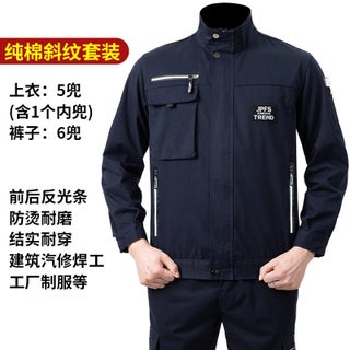 Spring and Autumn Cotton Twill Thickened Work Clothes suit Mens Wear-resistant and Anti-scald Welders Auto Repair Site Work Protection Clothes Tooling 2303 navy suit - pzsku/ZE86B76077BF86AFC892CZ/45/1750436220/2a89eb36-3d58-46db-aff2-28743181a94b