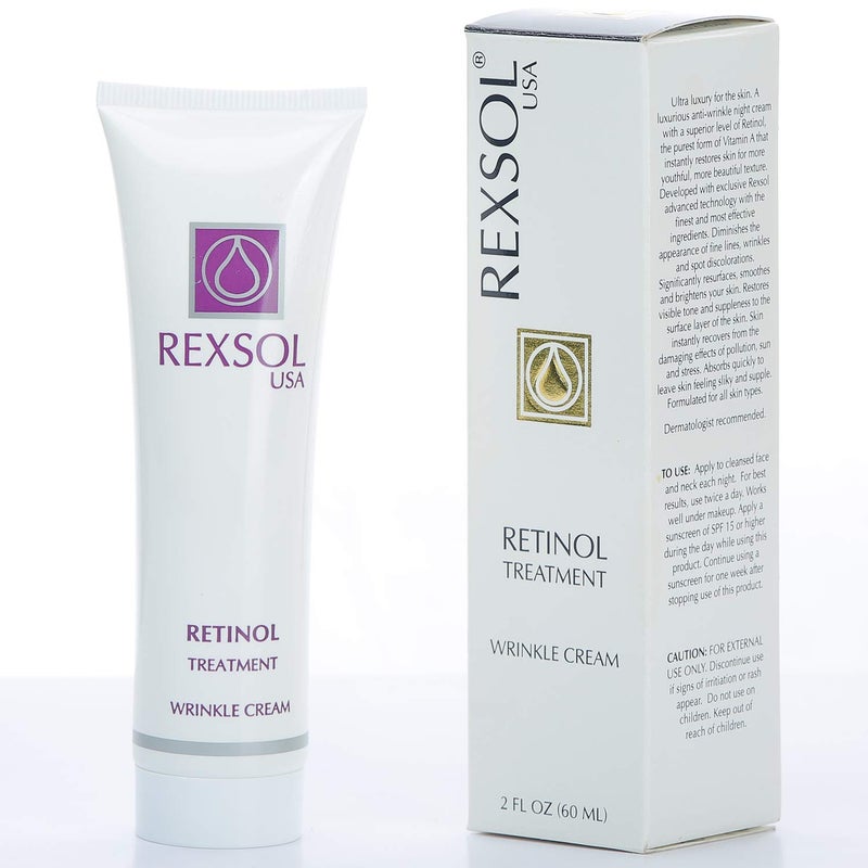 REXSOL Retinol Treatment Wrinkle Cream | Best Moisturizer for face, Anti aging eye cream, Acne treatment & Acne scar treatment | with Vitamin E | Best wrinkle cream for women & ago spot remover, 2 OZ - Image 1
