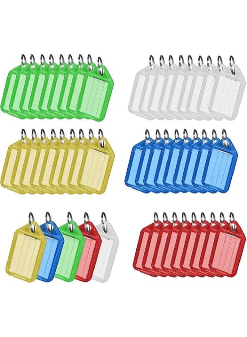 ميدالية مفاتيح ببطاقة تعريف وحلقة بلاستيكية كبيرة بمساحة لكتابة الاسم مناسبة لشنط السفر ومفاتيح الباب حلقة متينة متعدد الالوان (30) - Image 1