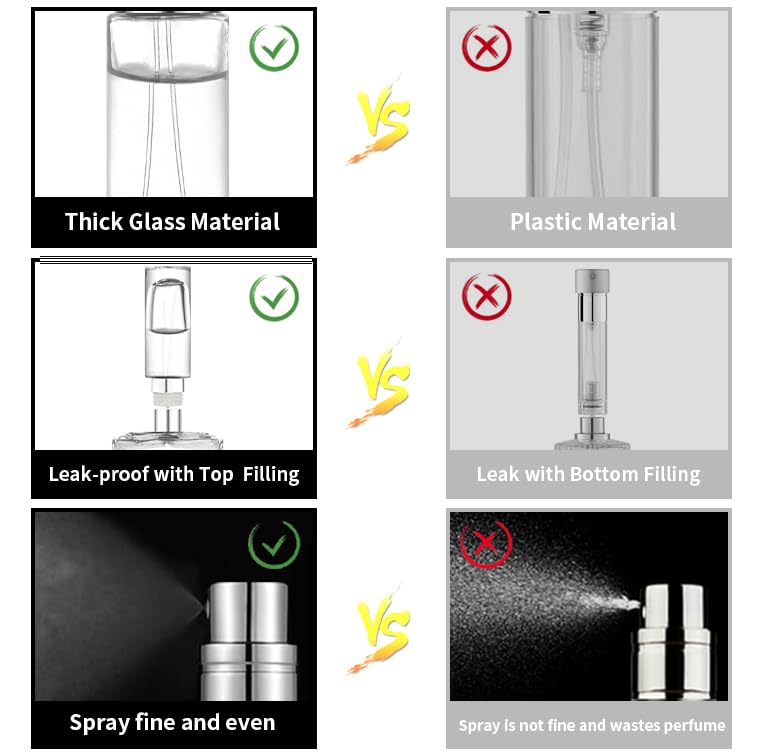 MUB 10ml Perfume Travel Refillable Atomizer Bottle Glass Unique Top-Filling Leak-Proof Spray Bottle Atomizer Sprayer for Perfume Cologne Mini Travel Size Empty Pocket Portable - Image 3