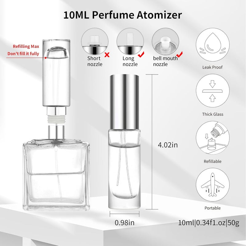 MUB 10ml Perfume Travel Refillable Atomizer Bottle Glass Unique Top-Filling Leak-Proof Spray Bottle Atomizer Sprayer for Perfume Cologne Mini Travel Size Empty Pocket Portable - Image 2