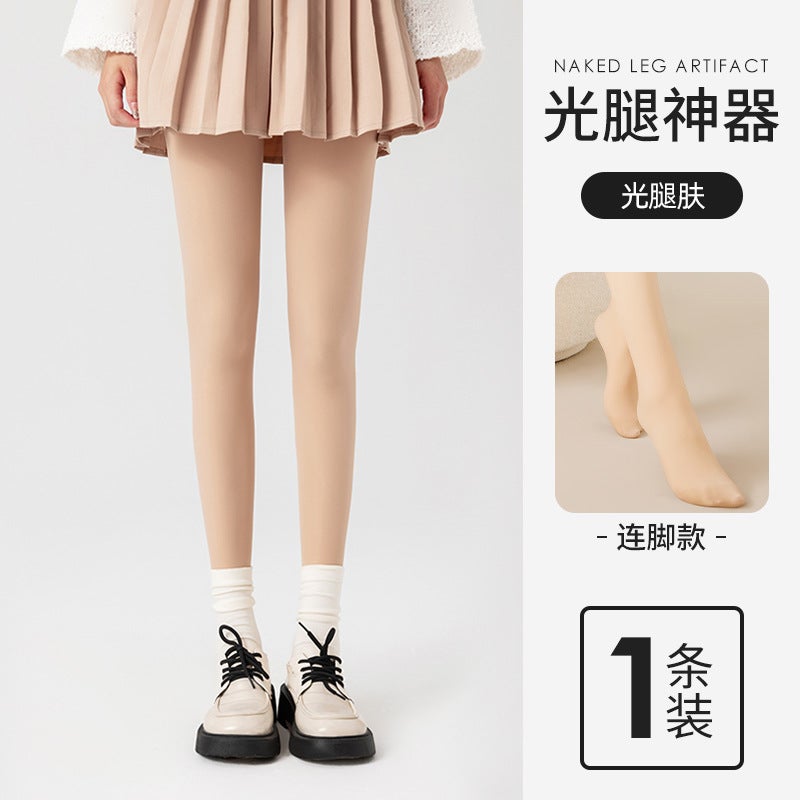 Bare Leg Artifact Women's Thickened Fleece-Lined Pantyhose – Solid Color Commuting Style - Image 1