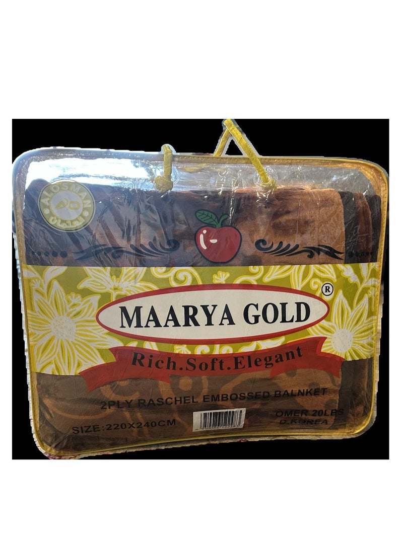 MAARYA GOLD 2 PLY SUPER SOFT EMBOSSED BLANKET - Image 1