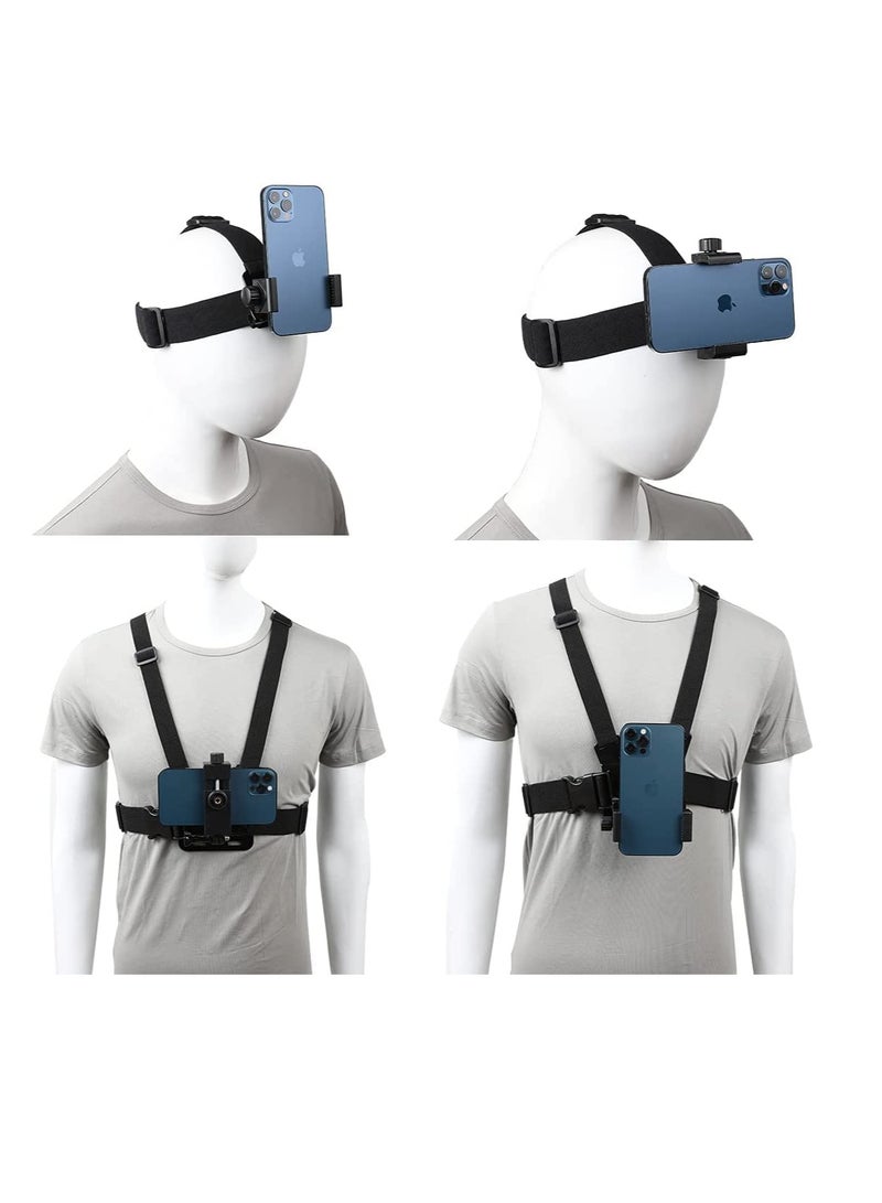 Mobile Phone Chest Strap Harness Mount Head Strap Holder Kit for POV/VLOG,Cell Phone Clip Compatible with iPhone,Samsung,Go Pro Hero 9, 8,7, 6, 5, 4, 3,2, 1,AKASO,DJI Osmo,and Action Cameras - Image 2