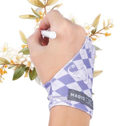 Spaseeba Artist Drawing Glove, Two-Finger Digital Art Glove for Drawing Tablet/Pen Display/Monitor Cute Print Universal Drawing Glove for Right and Left Hand,M Purple Color - Image 1