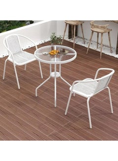 DubaiGallery Garden Patio Seating Chair and Table Set Outdoor Balcony Garden Coffee Table Set Furniture with 1 Table and 2 Chairs Set  - Image 3