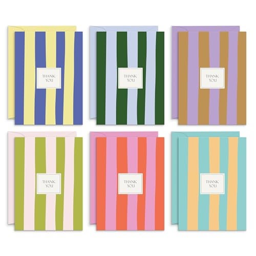 Sweetzer & Orange S&O Palm Beach Thank You Cards with Envelopes, Blank Greeting sheets for Handwritten Messages, Set of 24 stylish Notes and Covers, Assorted Thank You decor notes with Color full Envelopes Mix & Match - Image 1
