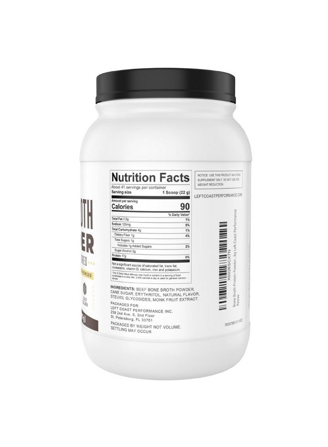 Left Coast Performance 32oz Vanilla Bone Broth Protein Powder From Grass Fed Beef - Non-GMO Ingredients, Gut-Friendly, Low Carb Dairy Free Protein Powder - Natural Collagen Source For Joint Support - Keto Friendly - Image 1