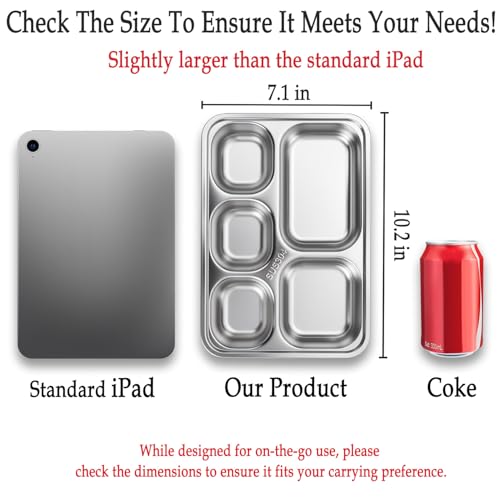 KTKUDY Stainless Steel Snack Containers with Lids - 3 Pack - 5 Compartments Bento Snack Boxes - Reusable Meal Prep Lunch Containers for Kids Adults - Divided Food Storage Container for School Home Travel - Image 5