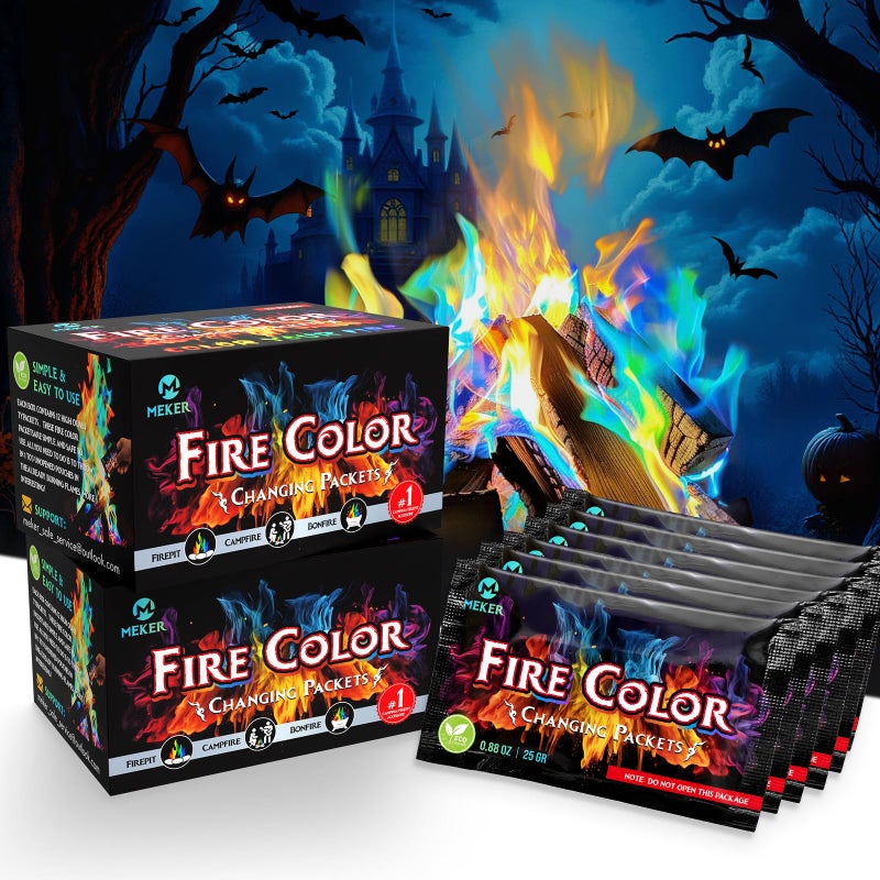 MEKER Fire Color Changing Packets Fire Pit Campfires Outdoor Fireplaces Bonfire Fire Colorful Changing Fire Perfect Fire Camping Accessories for Kids Adults 24 Pack