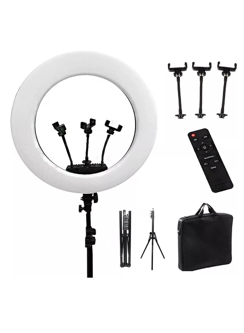 HQ-18 ضوء حلقة ليد ناعم للبث المباشر بارتفاع 45 سم عصا سيلفي لهواتف الذكية استوديو مكياج حامل ثلاثي ضوء حلقة
