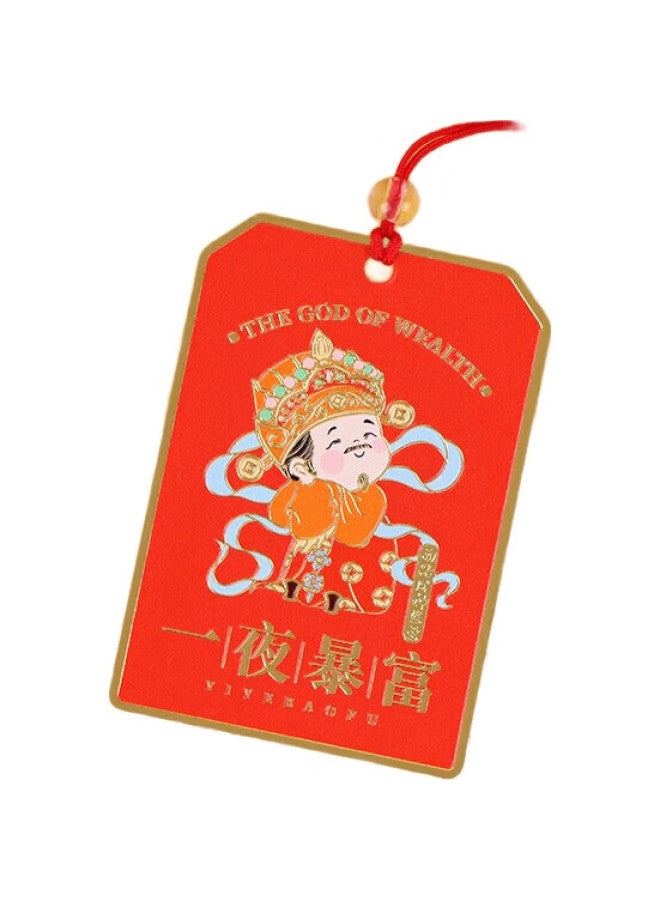 Tatanice Bookmark, Metal Bookmark With Five Wealth Gods, Blessing Gold Plaque, Car Pendant, Chinese Style Cultural And Creative Gift, Souvenir, Instant Riches - Image 3