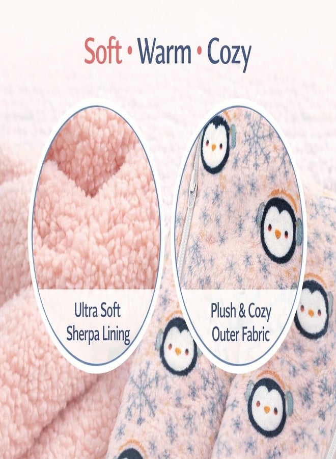 PWI Baby Sleeping Bag for 0-6 Months, Ultra Soft Plush & Sherpa Warm Winter Wrapper with Hood & Zip, Newborn Swaddle Blanket for Stroller & Home Use - Image 4
