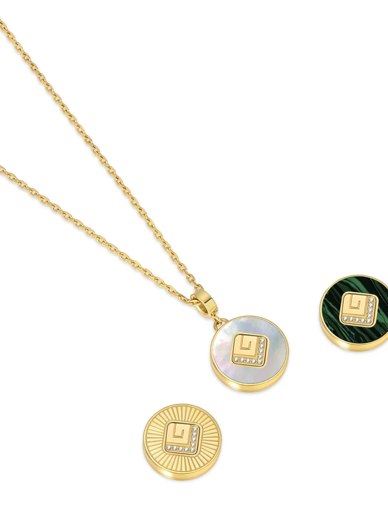 غاي لاروش طقم قلادة وأقراط آن مطلية بالذهب مقاس صغير