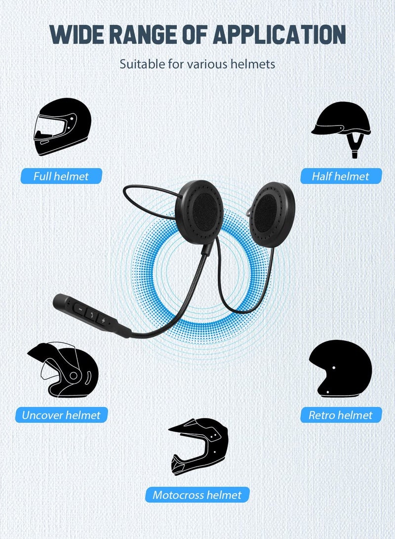 Motorbike Helmet Bluetooth 5.0 Headset with Stereo Sound Quality Waterproof Motorcycle Helmet Speaker for Riding, Skiing Sport Outdoor - Image 5
