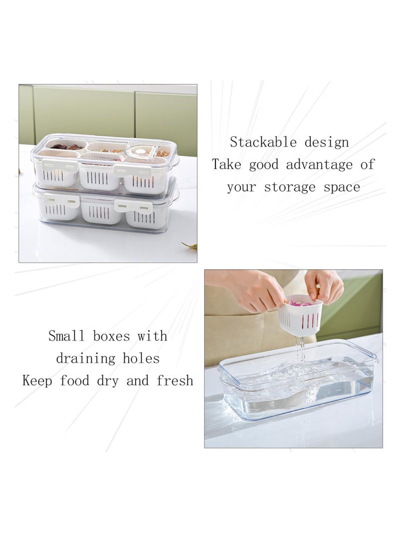 Captaintech Divided Food Serving Tray with Lids - Stackable Snack Box for Candy, Nuts, Spices, Fruits & Veggies - Includes 6 Small Dividers - Plastic Storage Bins for Fridge, Pantry, and Freezer - Image 3