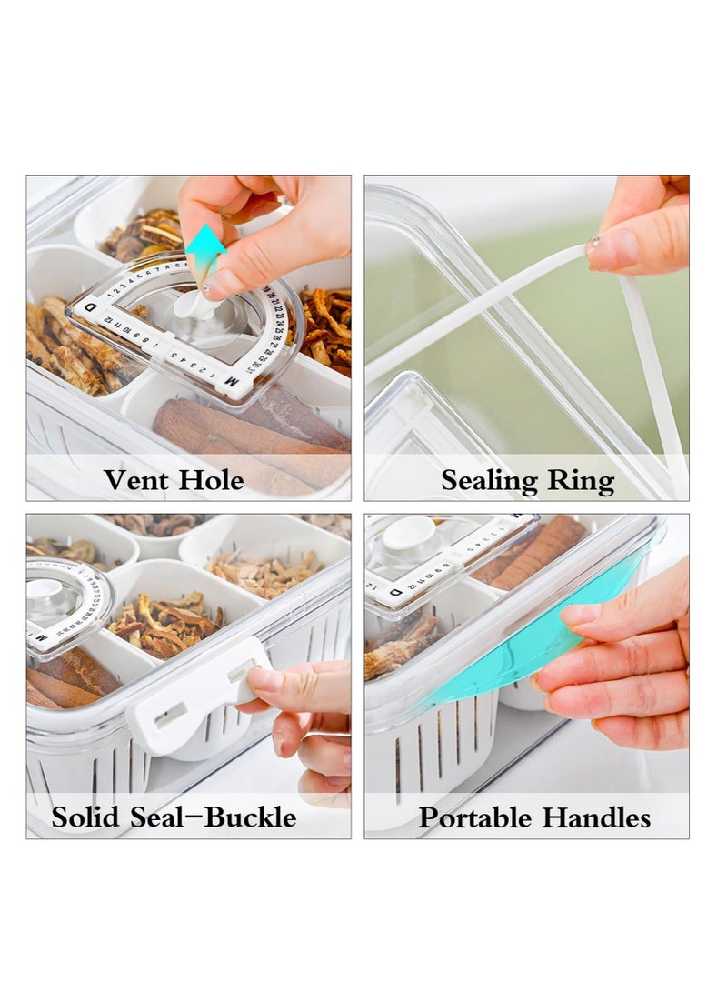 Captaintech Divided Food Serving Tray with Lids - Stackable Snack Box for Candy, Nuts, Spices, Fruits & Veggies - Includes 6 Small Dividers - Plastic Storage Bins for Fridge, Pantry, and Freezer - Image 4