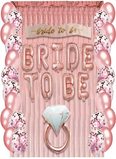 brandless Rose Gold Bachelorette Party Supplies - Bridal Shower Decorations Rose Gold Balloons, Confetti Balloons & Foil Balloon - Bride To Be Party Favors Bride to Be Sash, Foil Curtain & Balloon Ribbon 