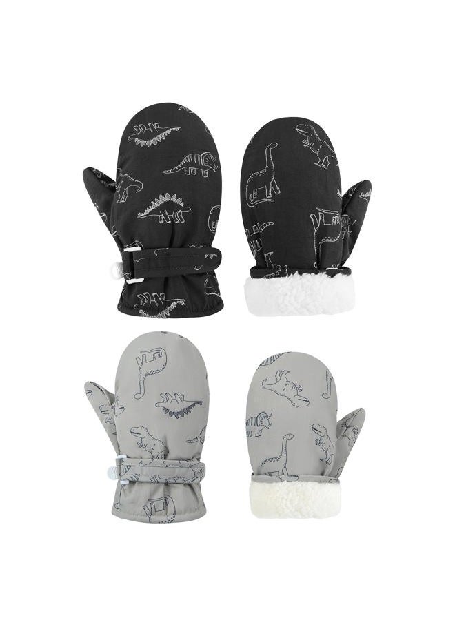 Fynnsure Toddler Mittens Lined Fleece Snow Gloves for Boys Girls Kids Winter Ski Gloves Baby Mittens, A Black & Gray, 1-2 Years - Image 1