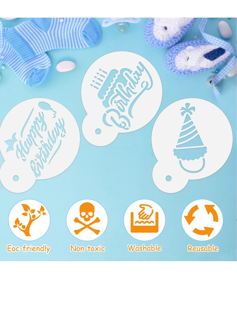 SYOSI قوالب استنسل قهوة لفن اللاتيه 20 قطعة استنسل عيد الميلاد قابلة لإعادة الاستخدام قوالب كعكة استنسل DIY قوالب استنسل بسكويت للرسم أدوات قوالب الخبز تزيين القهوة الحلوى - Image 2