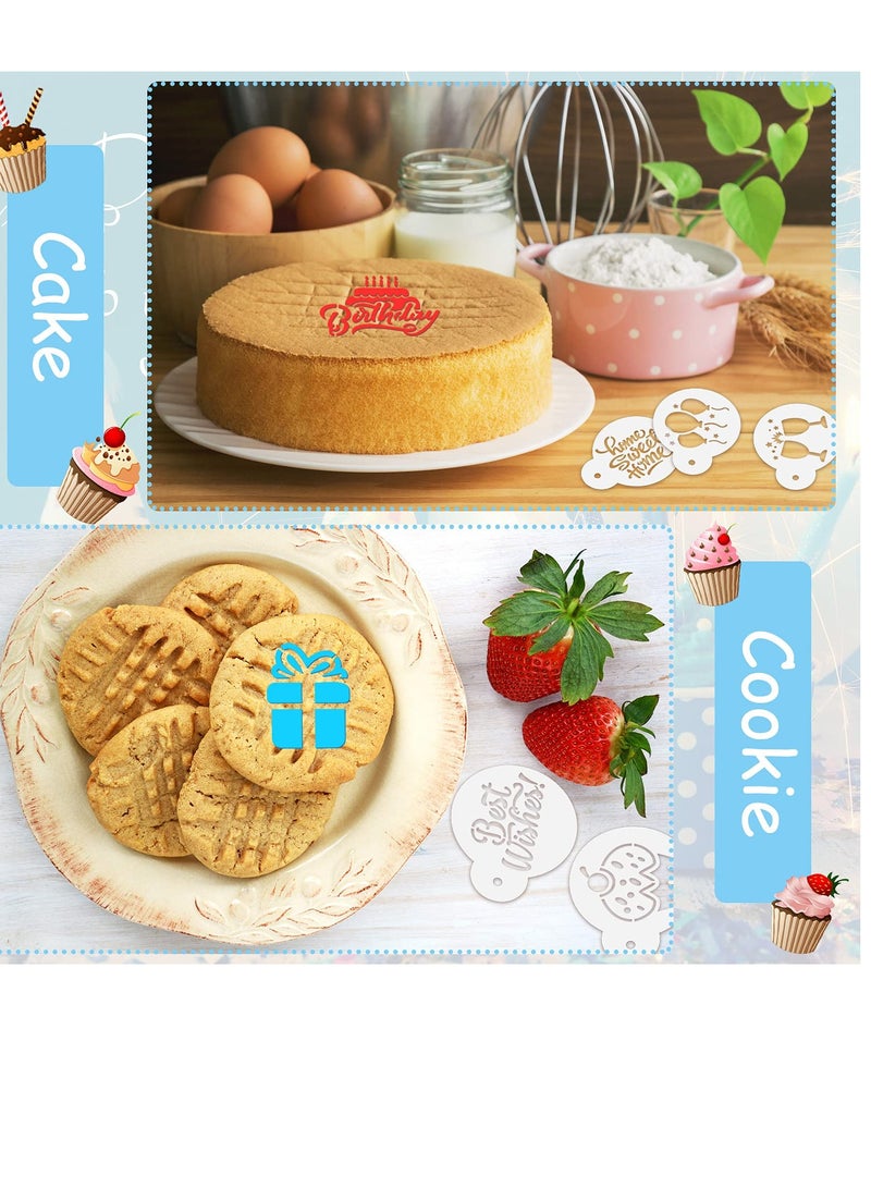 SYOSI قوالب استنسل قهوة لفن اللاتيه 20 قطعة استنسل عيد الميلاد قابلة لإعادة الاستخدام قوالب كعكة استنسل DIY قوالب استنسل بسكويت للرسم أدوات قوالب الخبز تزيين القهوة الحلوى - Image 5