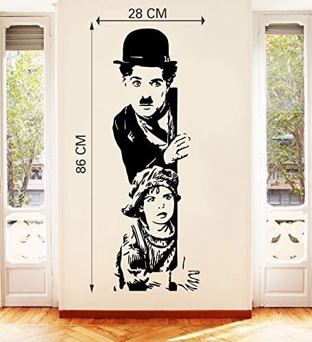 DivineDesigns Divine Designs™ PVC Vinyl Self-Adhesive Charlie Chaplin with Boys Wall Sticker for Living Room, Bedroom, Office Wall Decoration (33 X 11 INCH) Pack 1 - Image 3