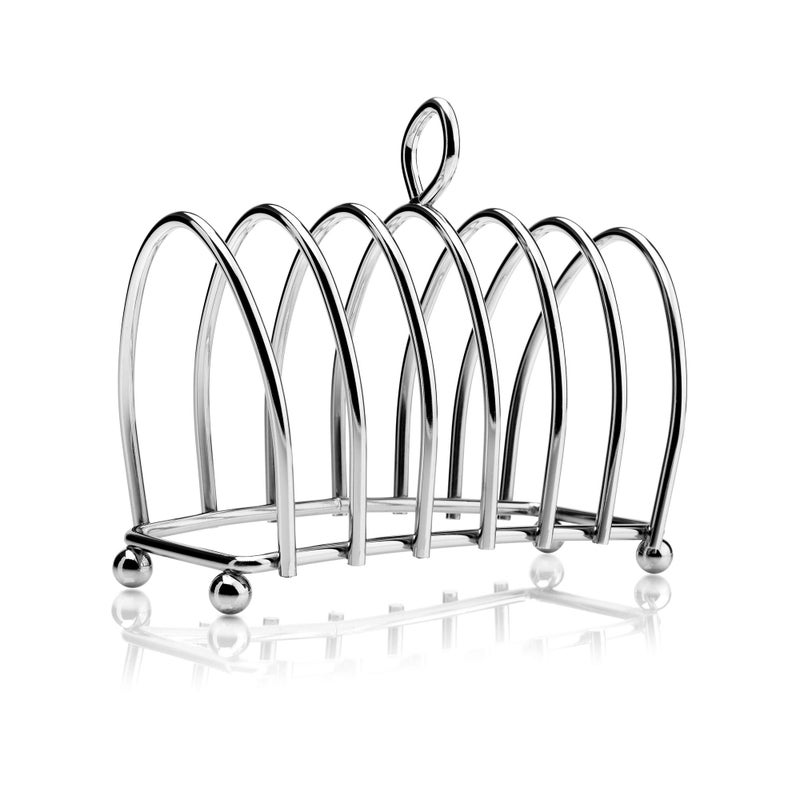 Kilo Victorian Design Chrome 6 Slice Toast Rack with Ball Feet and Loop Carry Handle