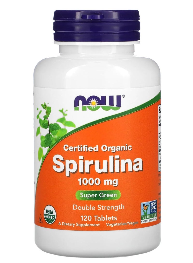 now Certified Organic Spirulina Double Strength 1000mg - 120 Tablets