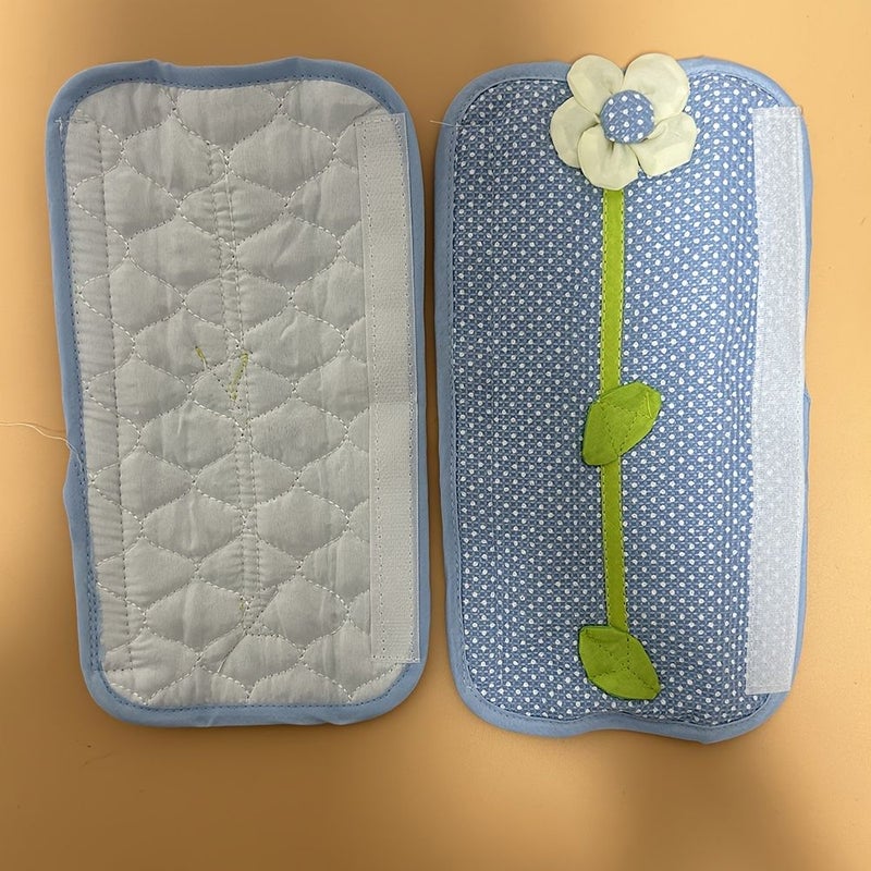 Blue Fabric Sunflower Refrigerator Handle Replacement Cover 2pcs Detachable Dustproof Decor - Image 5
