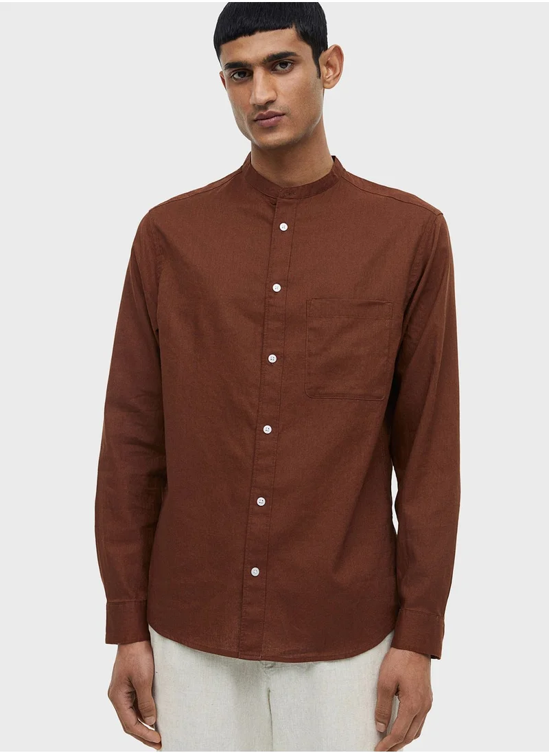 اتش اند ام Grandad Collar Regular Fit Shirt