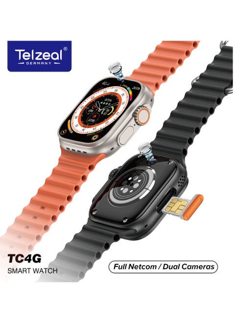 Telzeal TC4G Dual Camera 2.2 inch Full Display 4g Netcom with 3 Pairs Strap Compatible with iOS and Android Men's and Women's