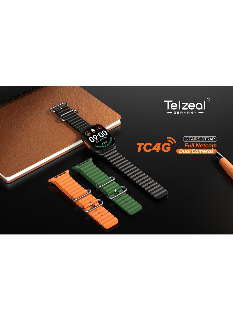Telzeal - Telzeal TC4G Dual Camera 2.2 inch Full Display 4g Netcom with 3 Pairs Strap Compatible with iOS and Android Men's and Women's - Image 1