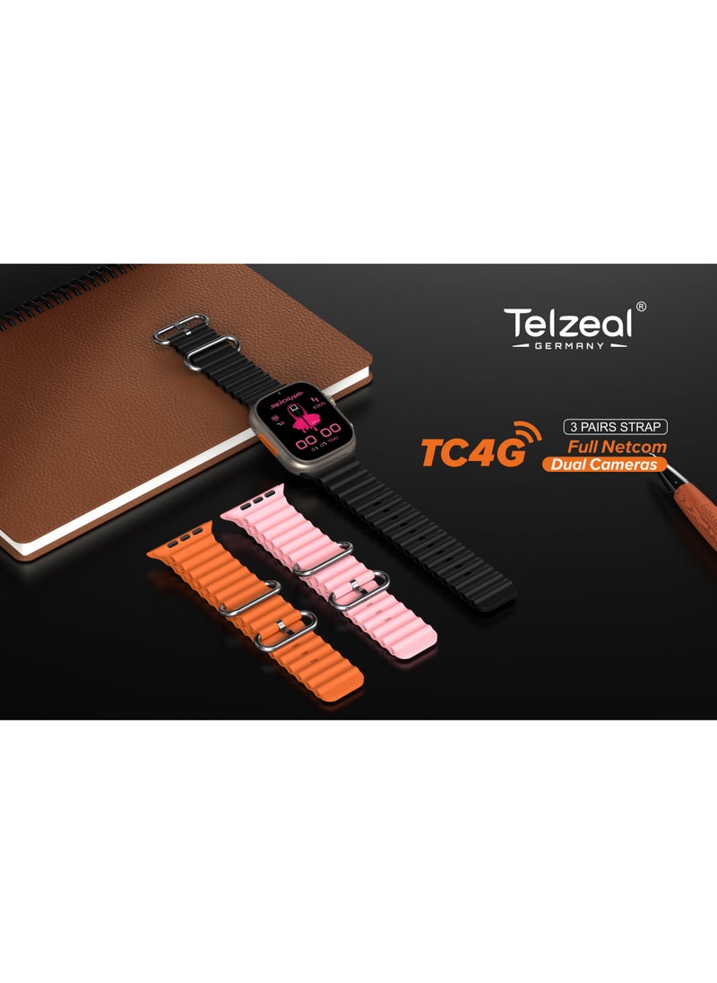 Telzeal - Telzeal TC4G Dual Camera 2.2 inch Full Display 4g Netcom with 3 Pairs Strap Compatible with iOS and Android Men's and Women's - Image 1