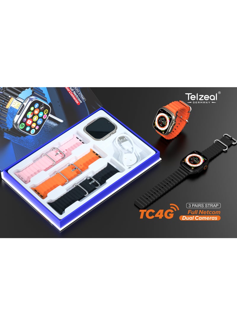 Telzeal - Telzeal TC4G Dual Camera 2.2 inch Full Display 4g Netcom with 3 Pairs Strap Compatible with iOS and Android Men's and Women's - Image 1