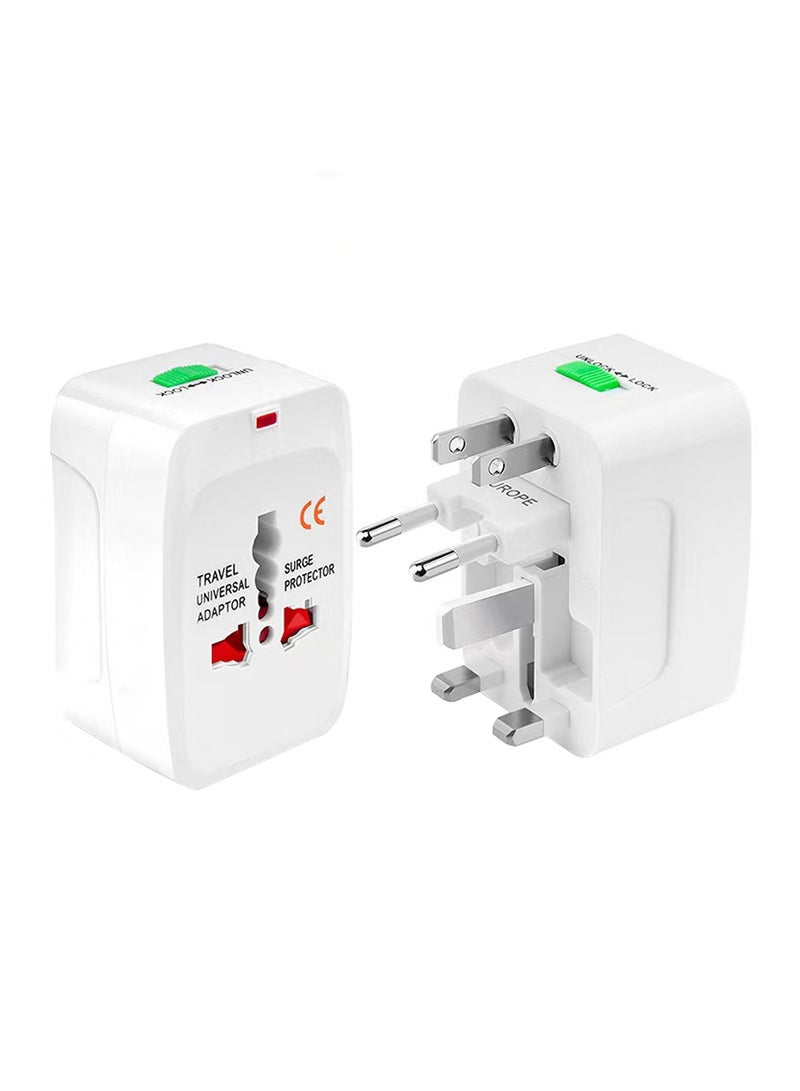 ACYYH Universal Travel Adapter, All-in-One International Power Converter with Surge Protection, White - Image 1
