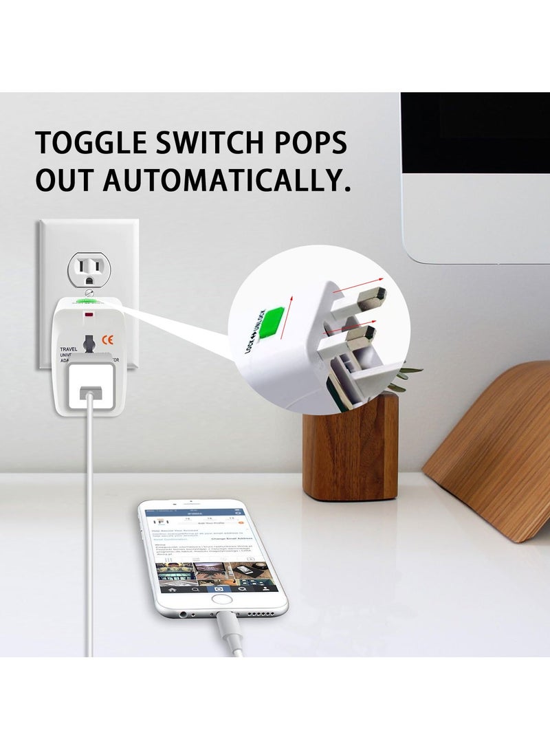 ACYYH Universal Travel Adapter, All-in-One International Power Converter with Surge Protection, White - Image 4