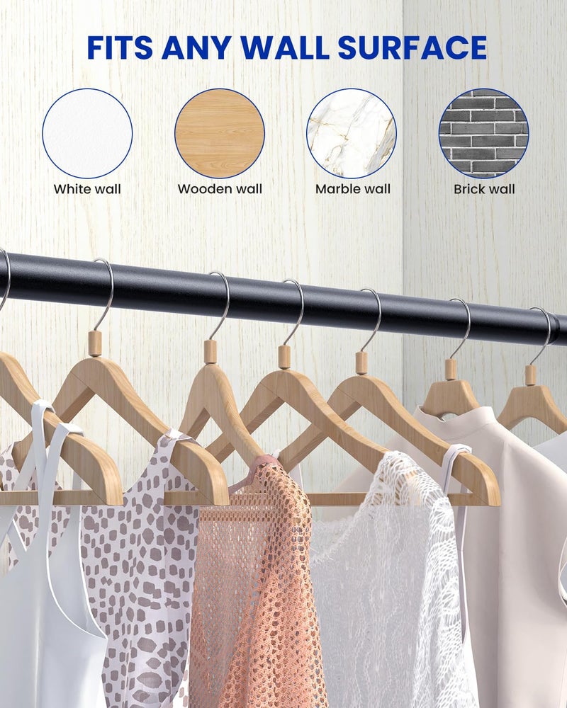 Supforce 3 PACK Closet Rods for Hanging Clothes, 17 to 84 Inches Stepless Adjustable Metal Closet Rod, 1.3 Inches Heavy Duty Clothes Hanging Rod for Closet Wardrobes Laundry RV, Black - Image 5