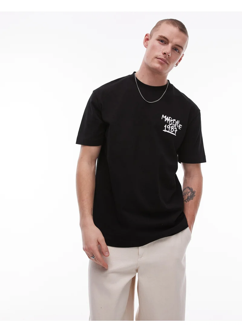 TOPMAN Printed Crew Neck Oversized T-Shirt